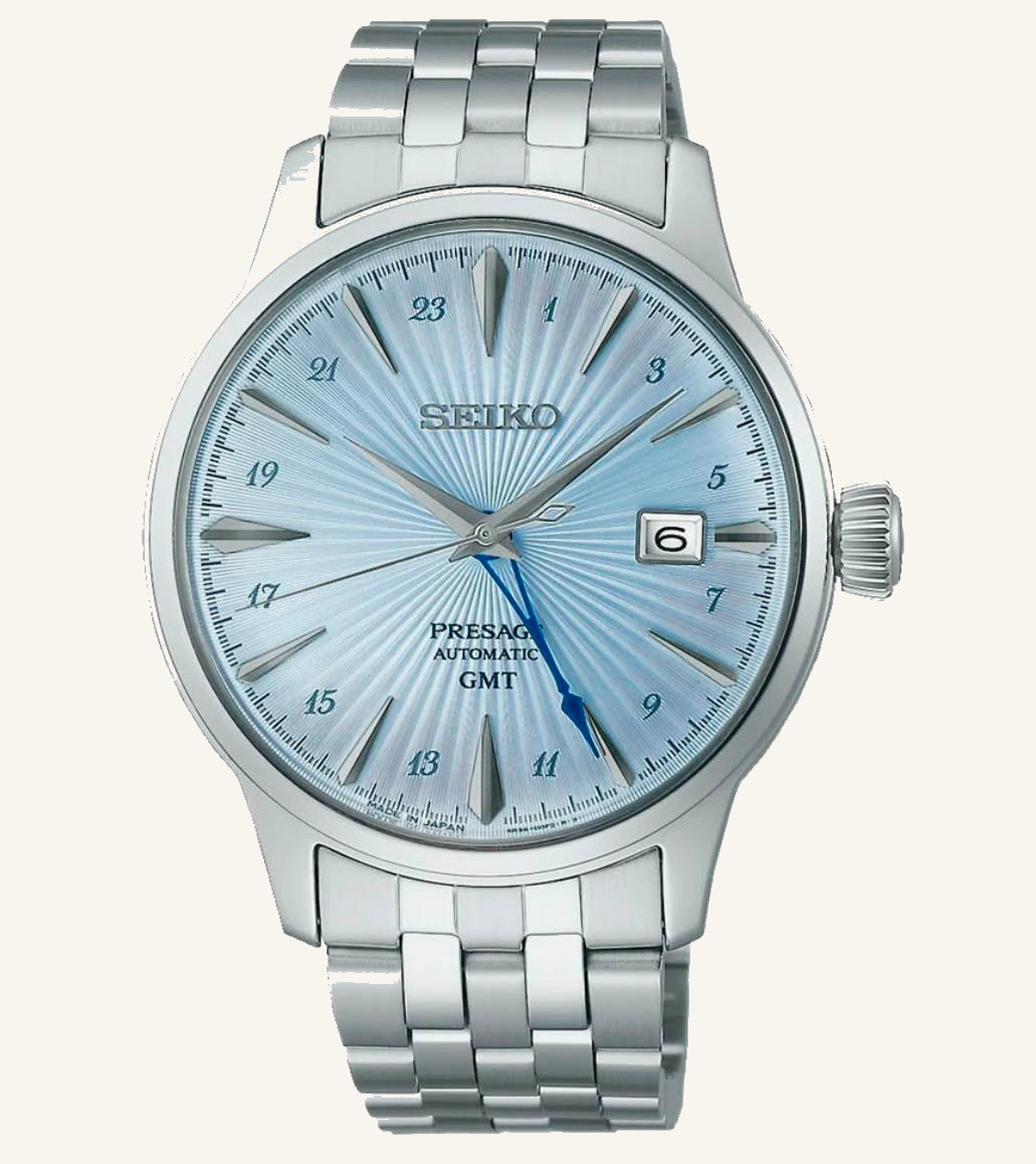 Ice-blue Seiko Presage watch